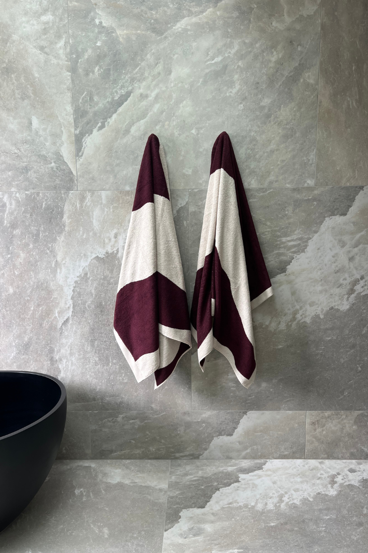 Burgandy Bone Towel