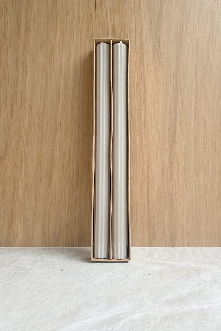 Fluted Dinner Candle, Pale Eucalypt