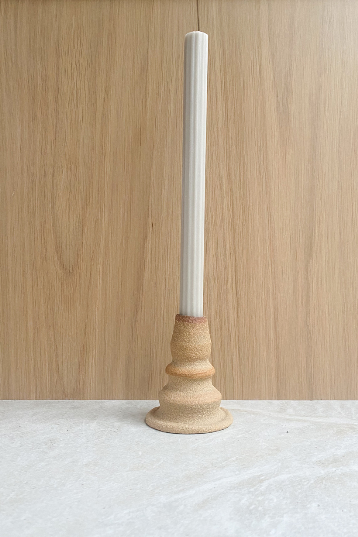 Fluted Dinner Candle, Pale Eucalypt