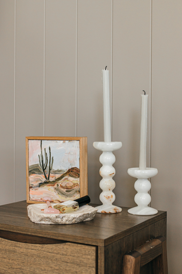 Fluted Dinner Candle, Pale Eucalypt