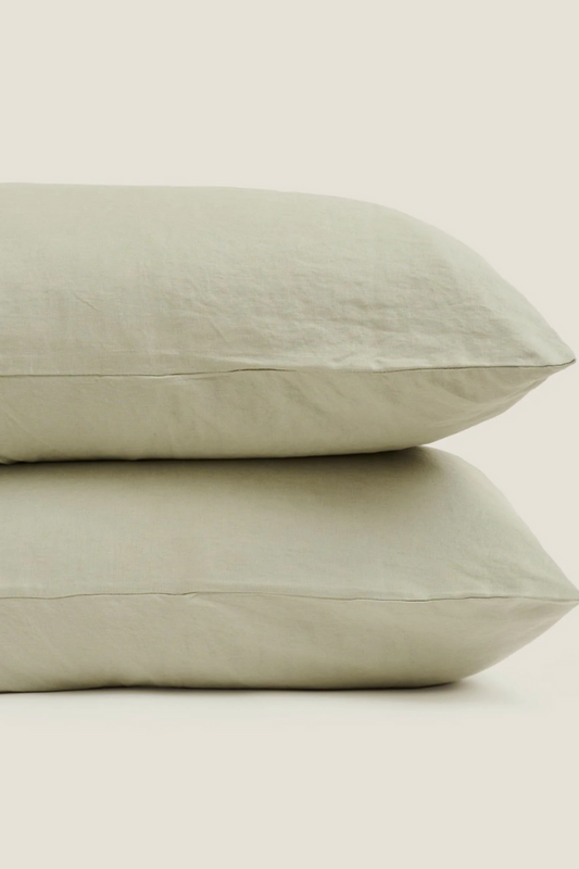 100% Linen Pillowcase Set, sage