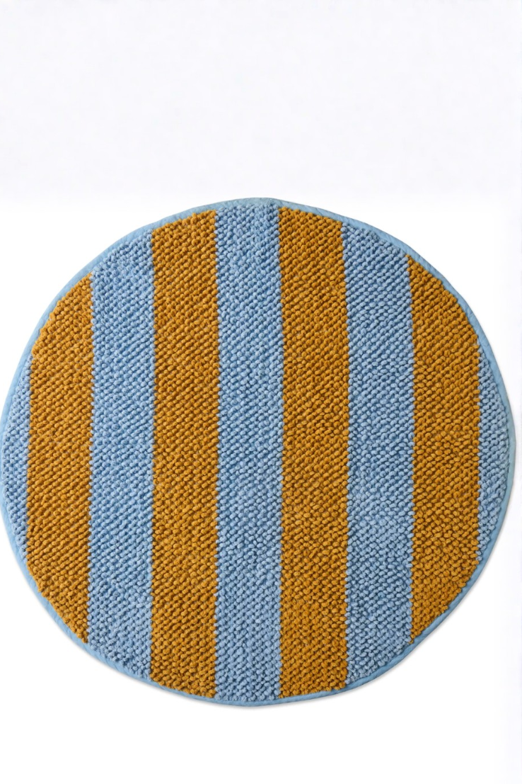 Como Stripe Round Bath Mat