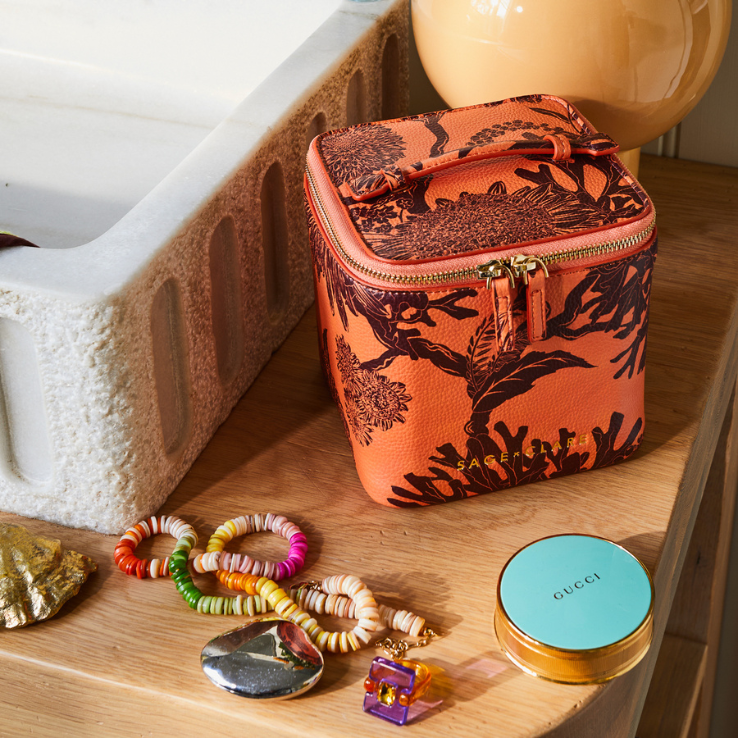 Delphine Small Vanity Case, Coral