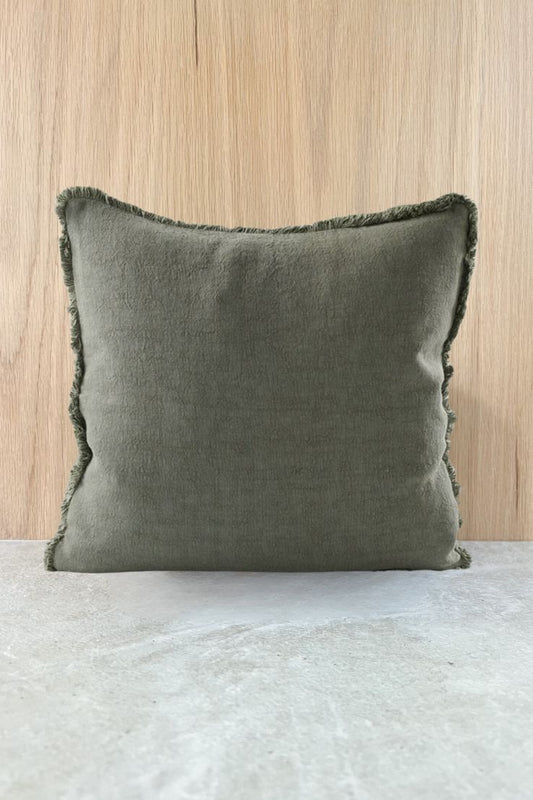 Boho Linen Cushion Cover, Khaki