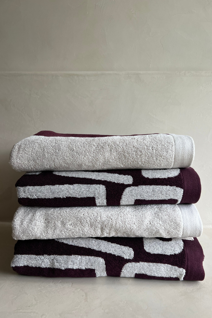 Burgandy Bone Towel