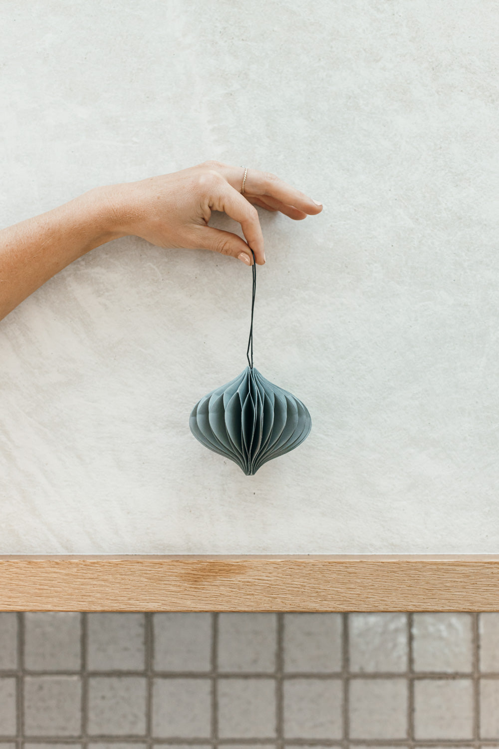 Dusty Blue Jewel Paper Ornament