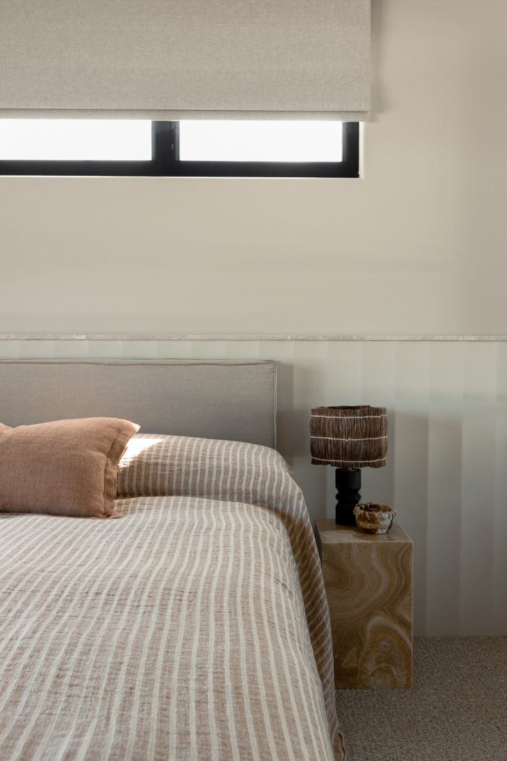 Toffee Stripe Pure Linen Bedcover