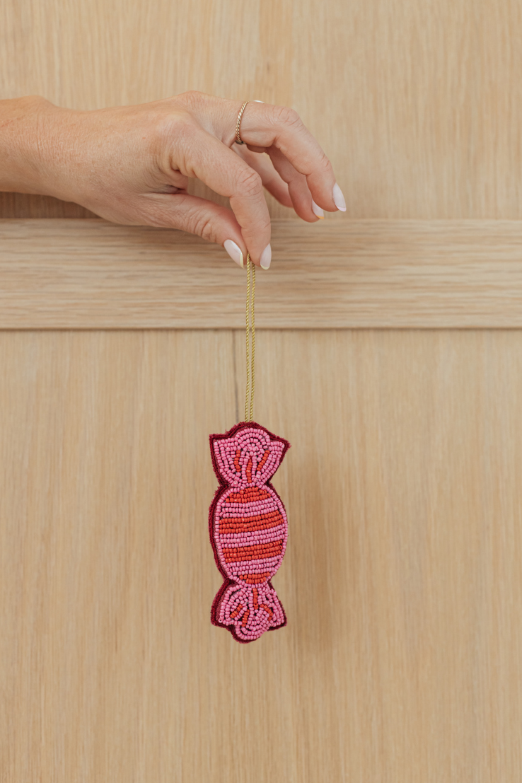 Bon-Bon Beaded Hanging Ornament, Pink