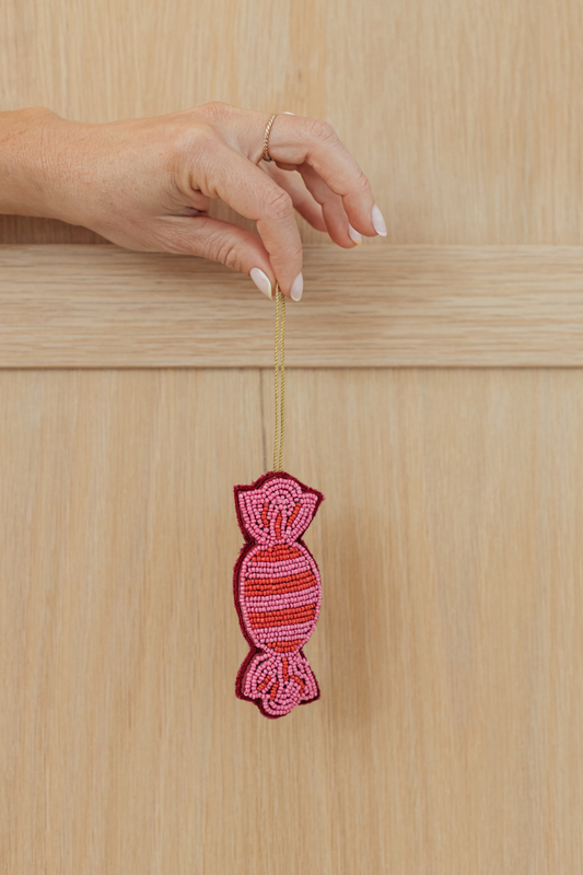 Bon-Bon Beaded Hanging Ornament, Pink
