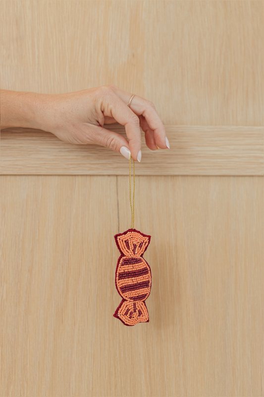 Bon-Bon Beaded Hanging Ornament, Rust