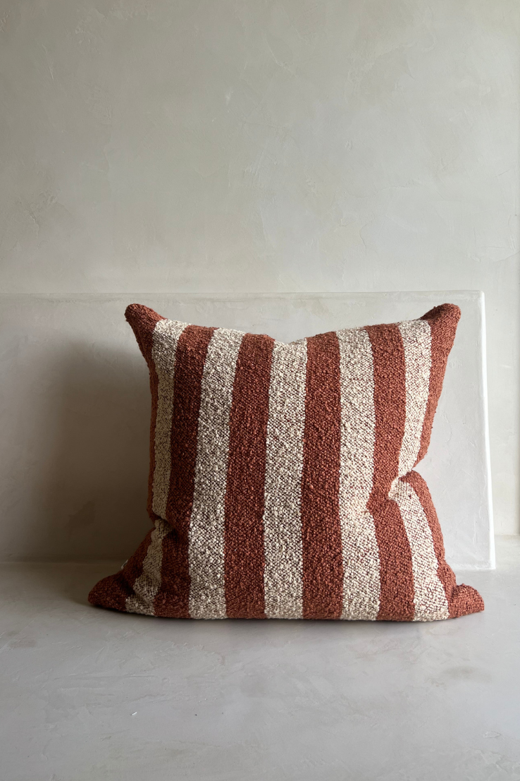 Boucle Stripe Chocolate Cushion, 60cm