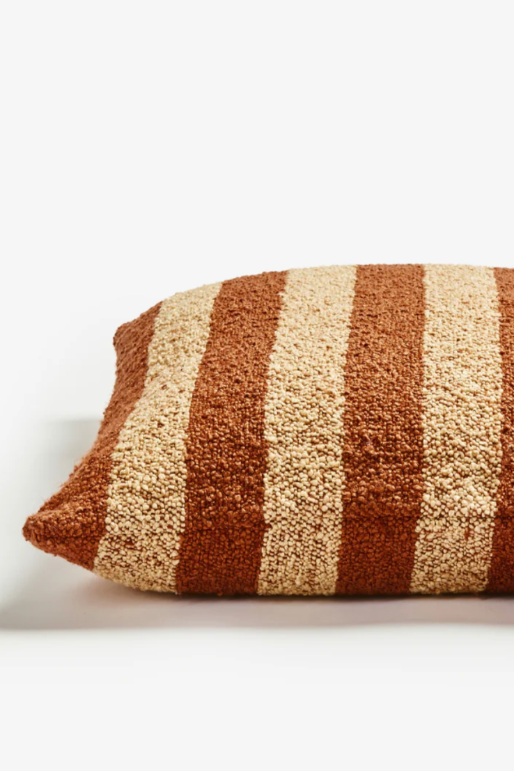 Boucle Stripe Chocolate Cushion, 60cm