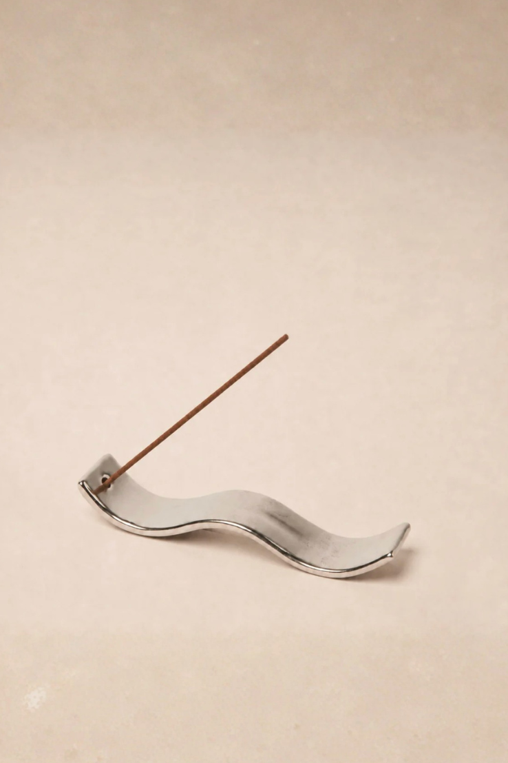 Silver Wave Incense Holder