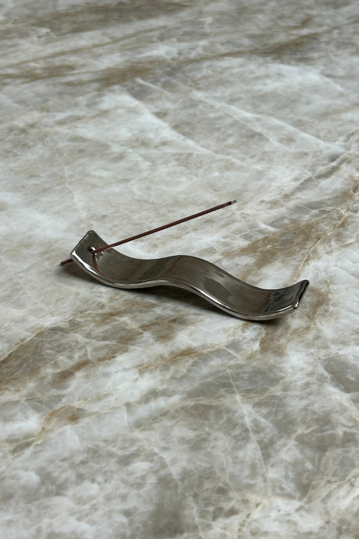 Silver Wave Incense Holder