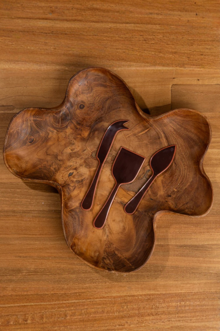 Enamel Cheese Set, Hazelnut