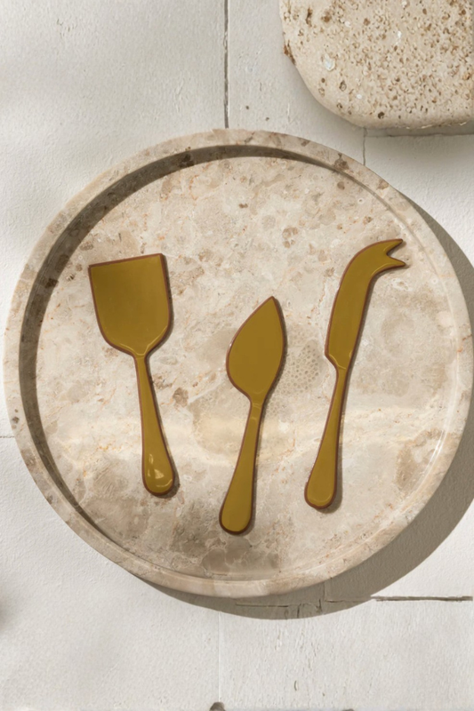 Enamel Cheese Set, Olive