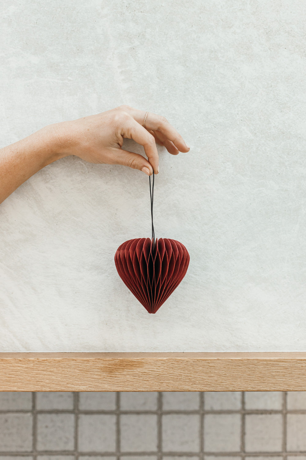 Classic Red Heart Paper Ornament