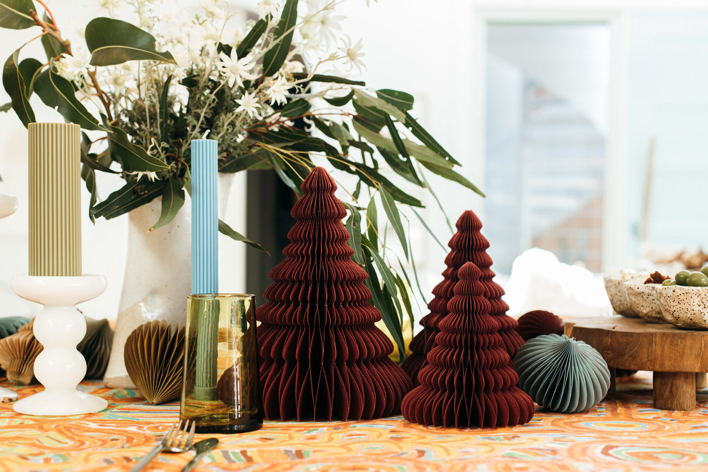 Standing Christmas Tree Ornaments, Classic Red