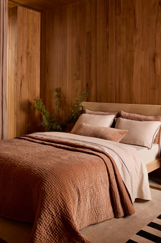 Cino Caramel Cotton Velvet Quilt