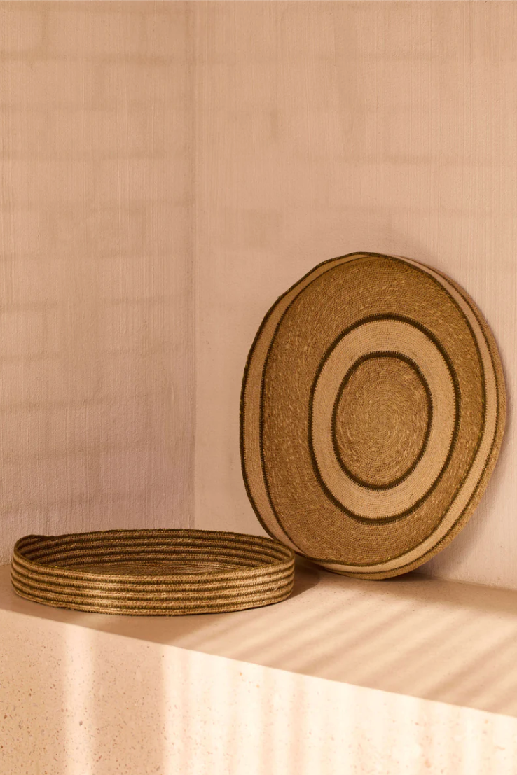 Khaki Woven Tray Duo