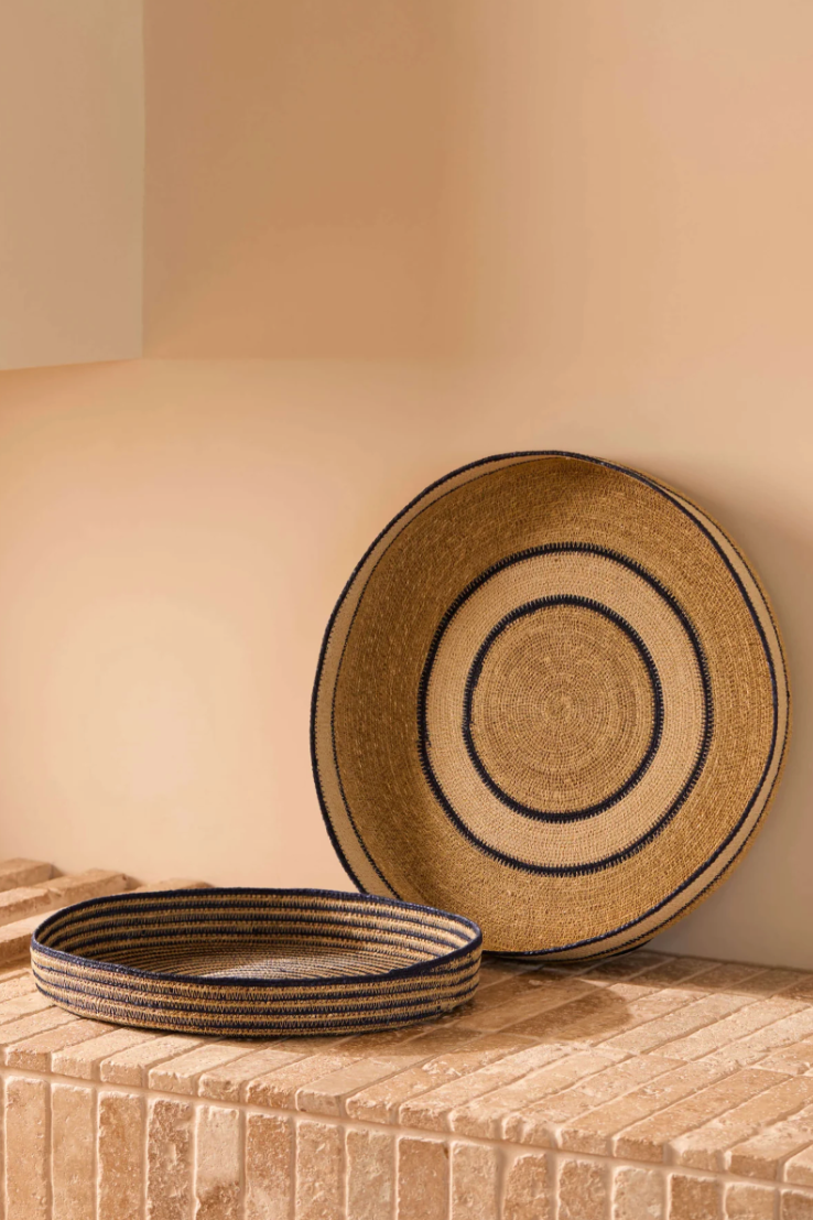 Indigo Woven Tray Duo