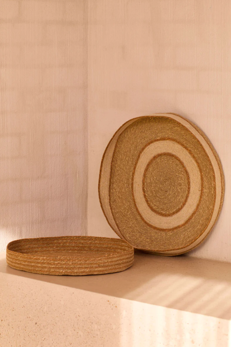 Tan Woven Tray Duo