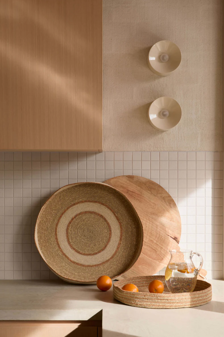 Tan Woven Tray Duo