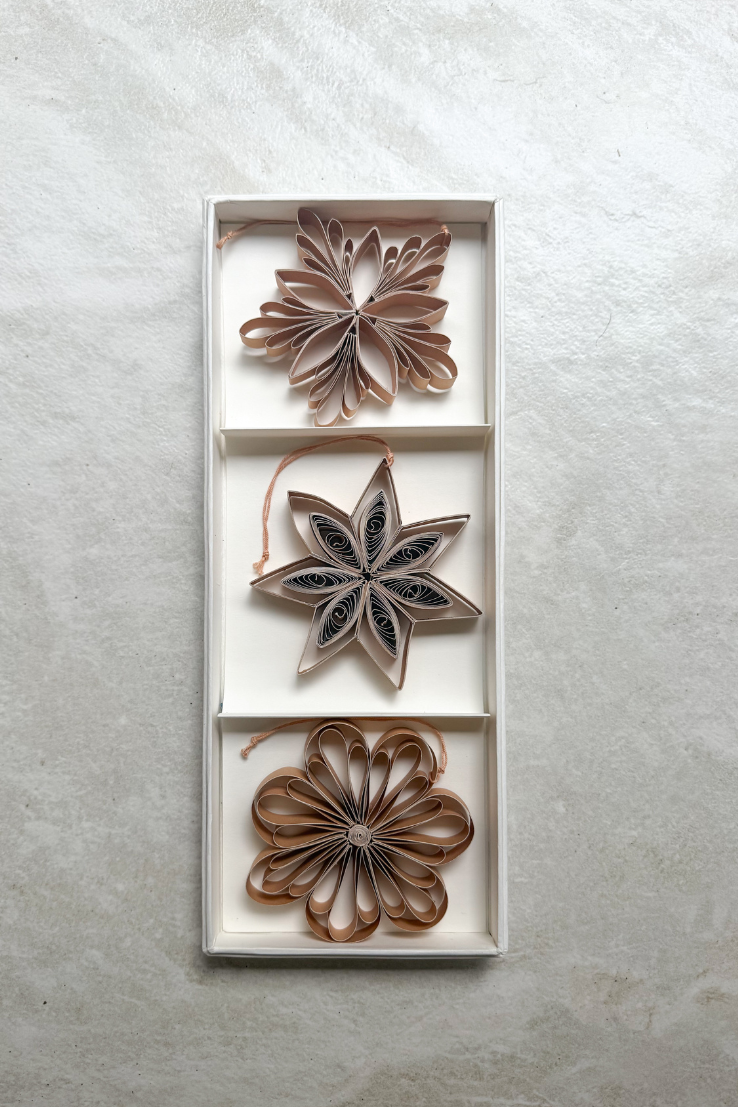 Quilling Star Trio Paper Ornament Set, Flaxseed