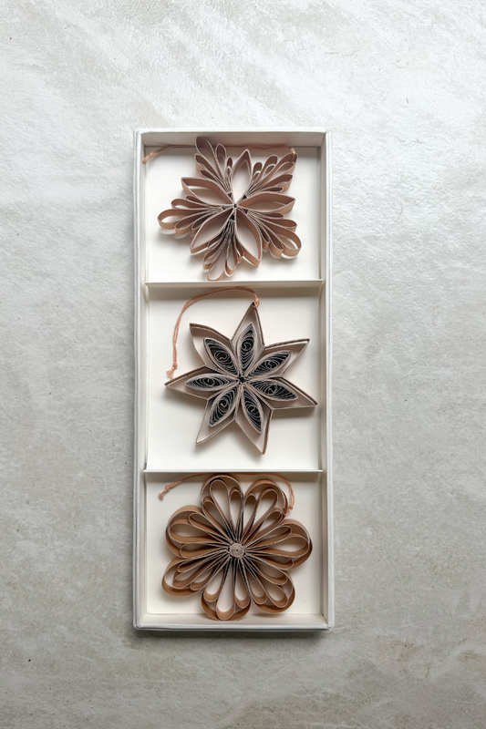 Quilling Star Trio Paper Ornament Set, Flaxseed