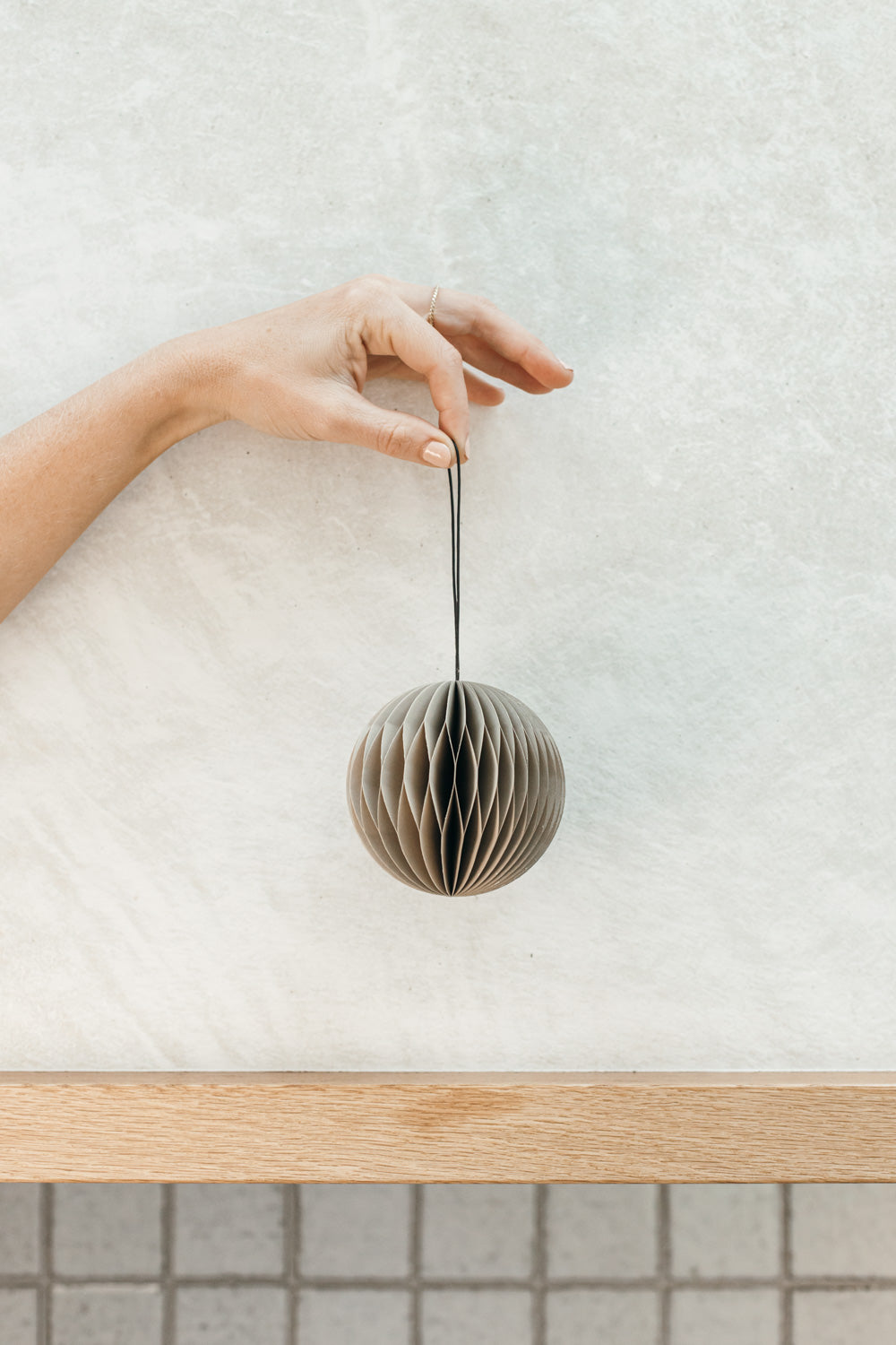 Linen Sphere Paper Ornament