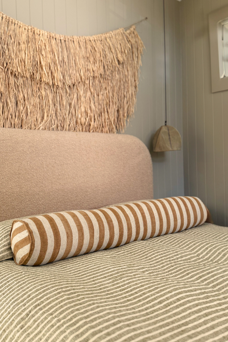 Pure Linen Grand Bolster Cushion, Bronze