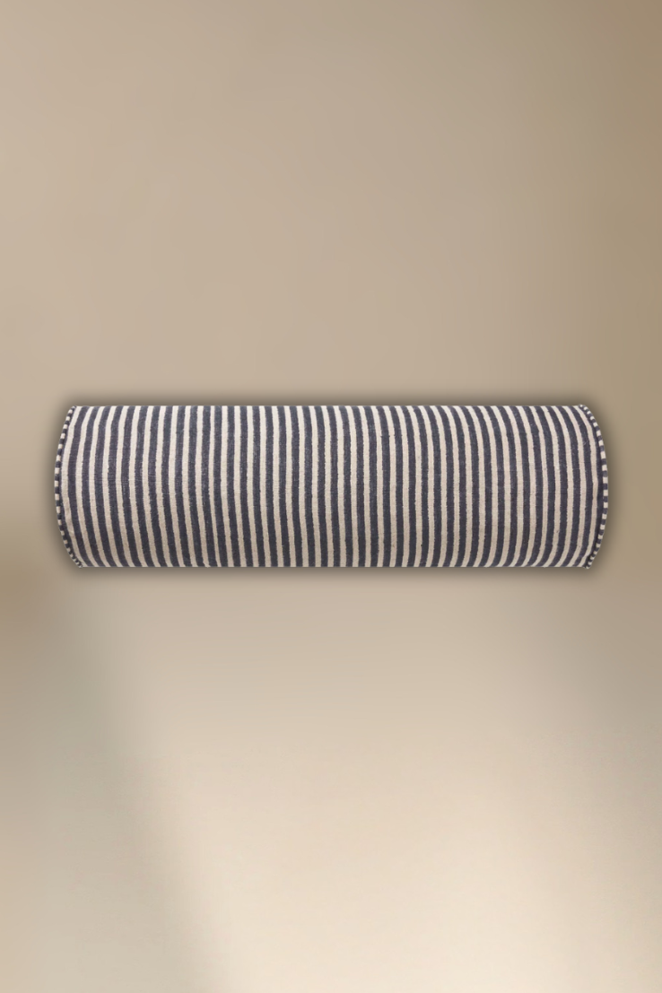 Indigo Linen Bolster Cushion