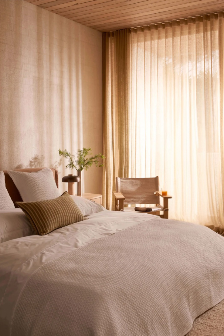 Khaki Stripe Pure Linen Rectangle Cushion