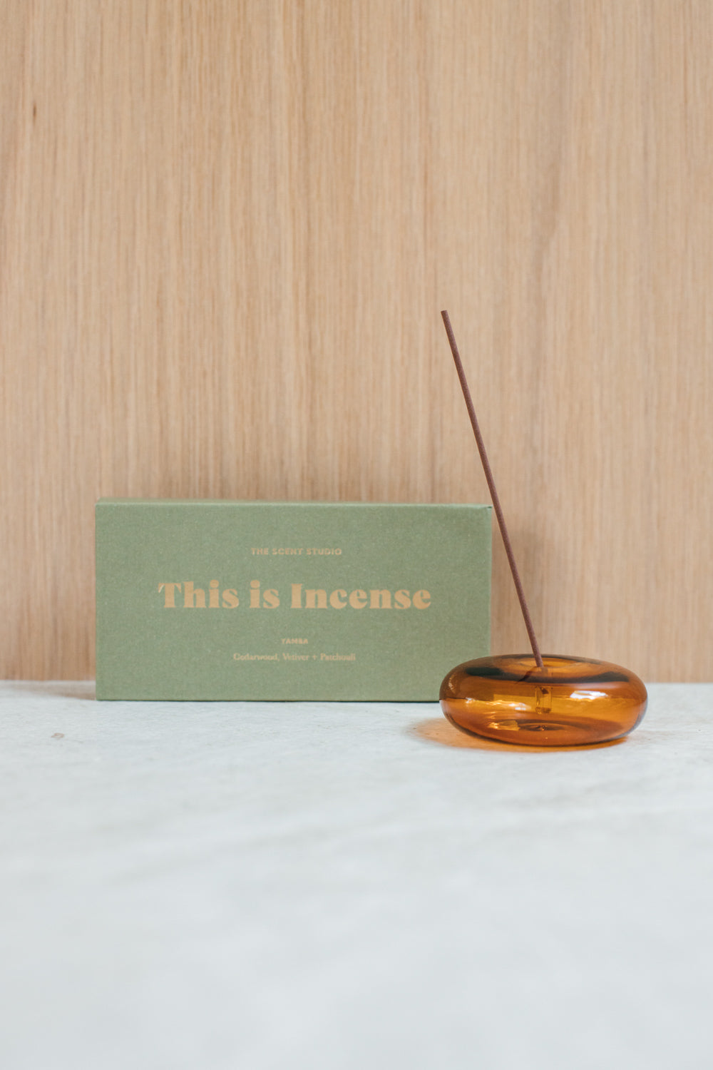 Glass Vessel Incense Holder, Amber