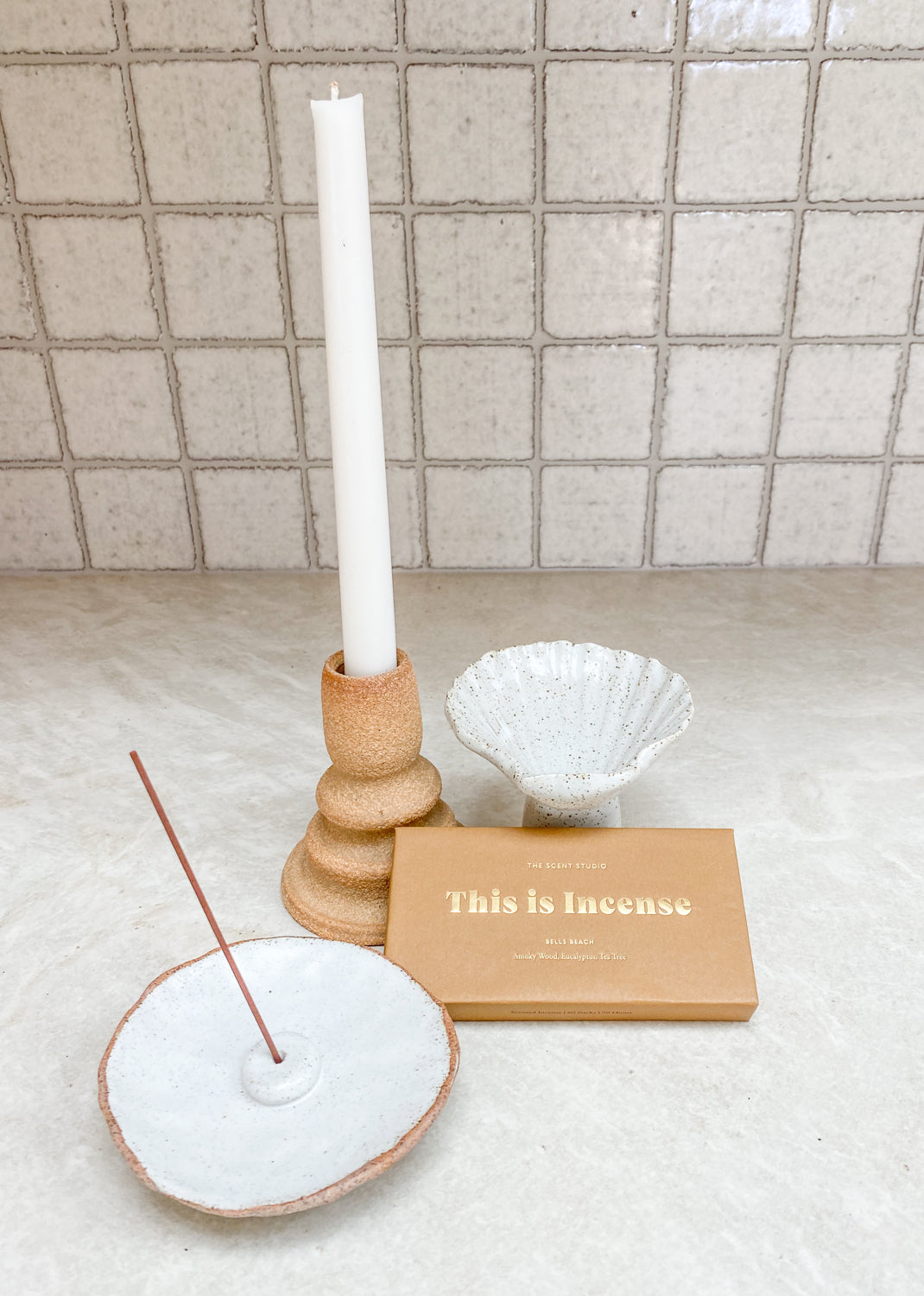 Ceramic Incense Holder, White