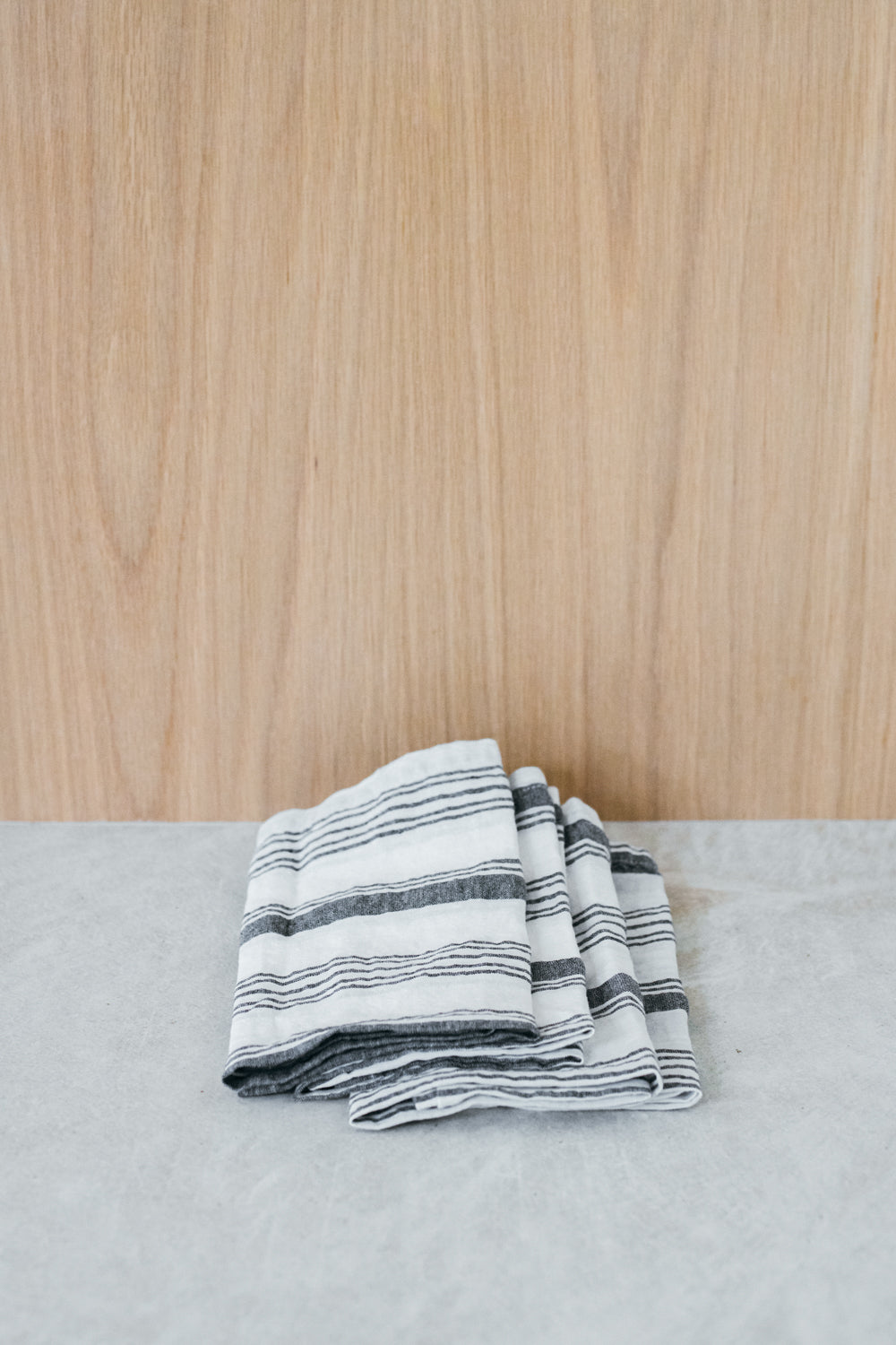 Pure Linen Napkins, set of 4, Grey French Stripe