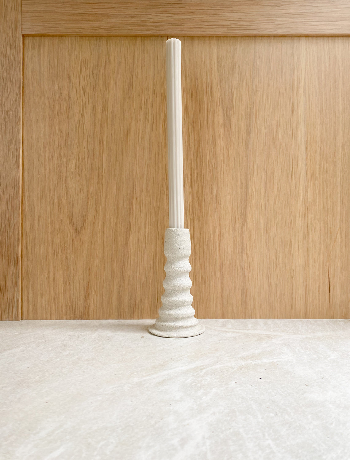 White Candlestick Holder, Tall