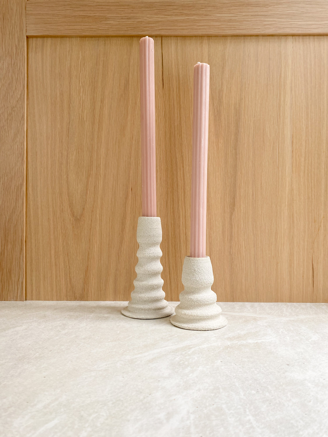 White Candlestick Holder, Tall