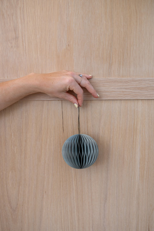 Dusty Blue Sphere Paper Ornament